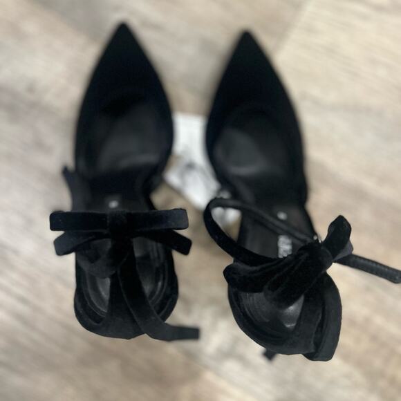 ZARA Black Pointed Toe Heels with Bow NWT - Picture 11 of 16